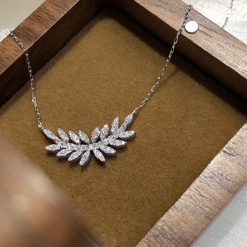 14k Gold 0.46 Ct Natural H Diamond Necklace - 2