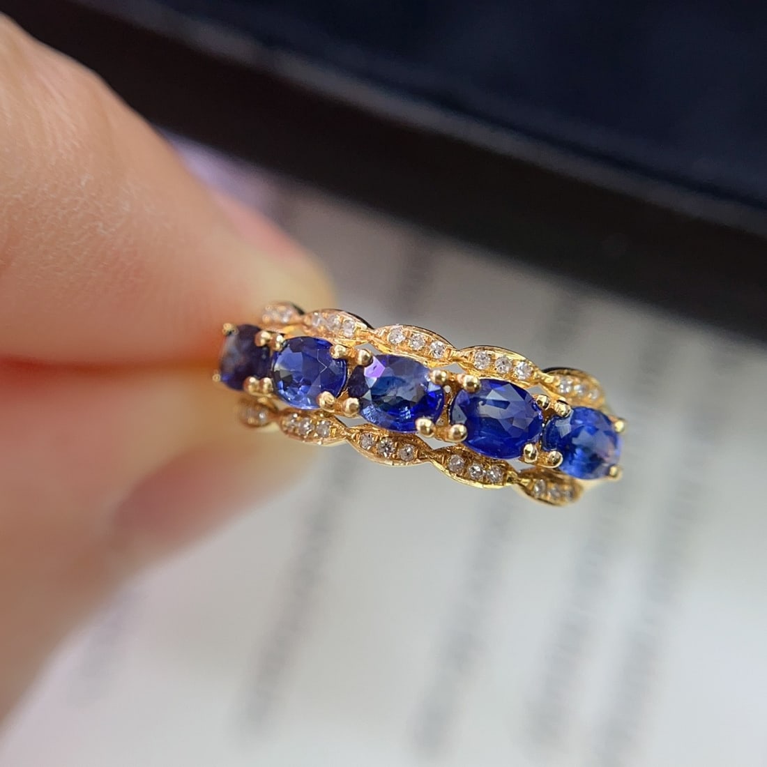 14k Gold 1.50 Ct Natural Sapphire & Diamond Ring - 4