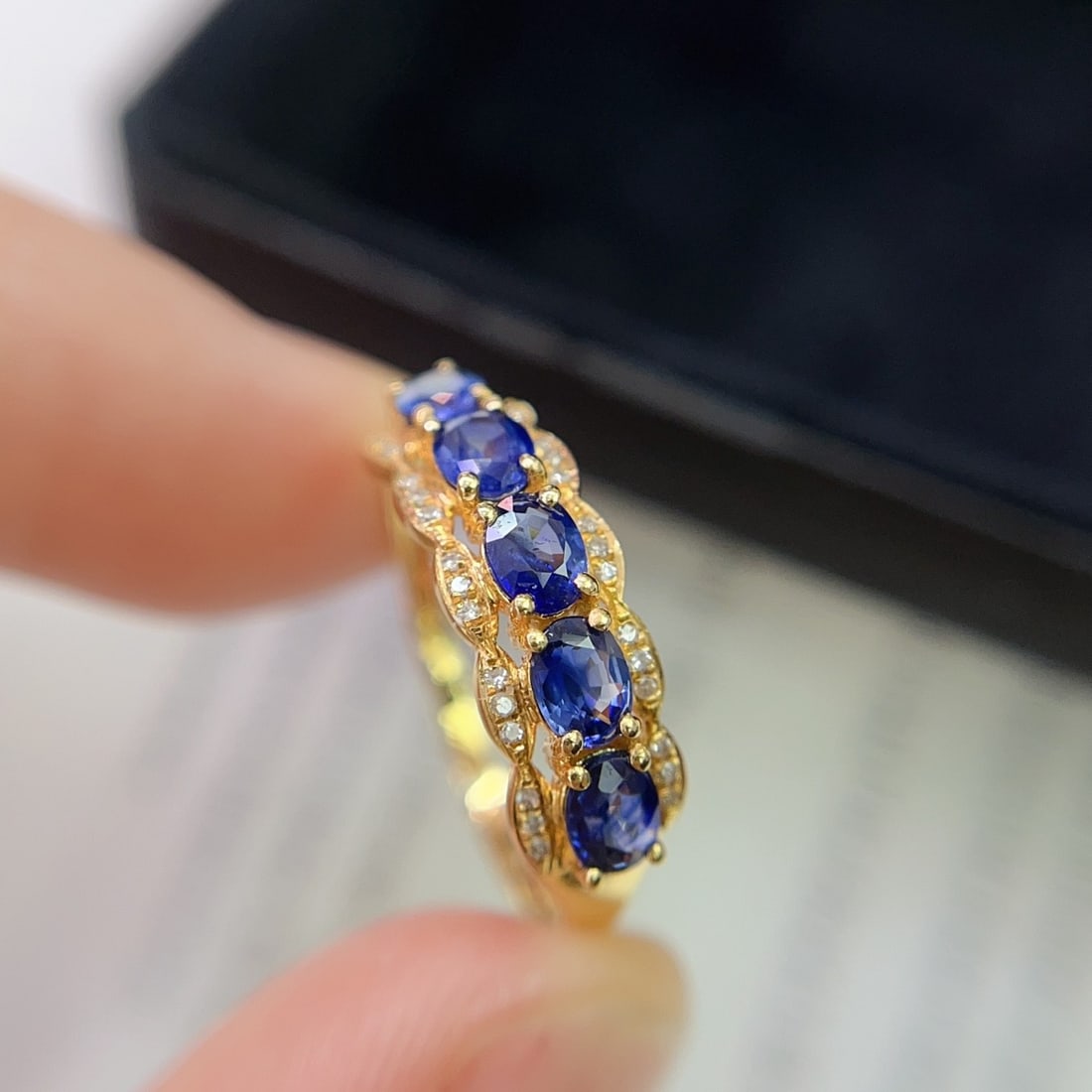 14k Gold 1.50 Ct Natural Sapphire & Diamond Ring - 5