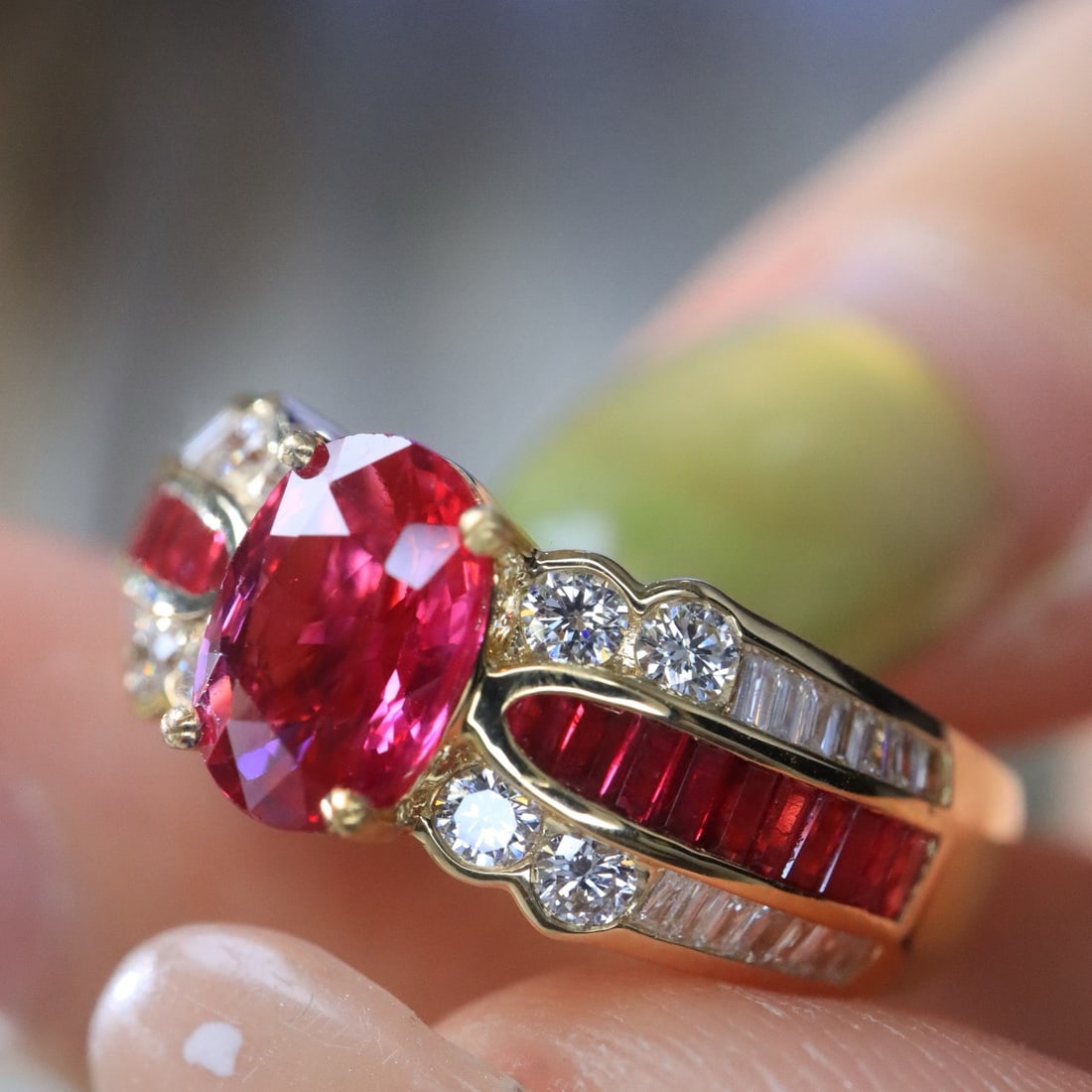 14k Gold 1.38 Ctw Natural Ruby & Diamond Ring - 2
