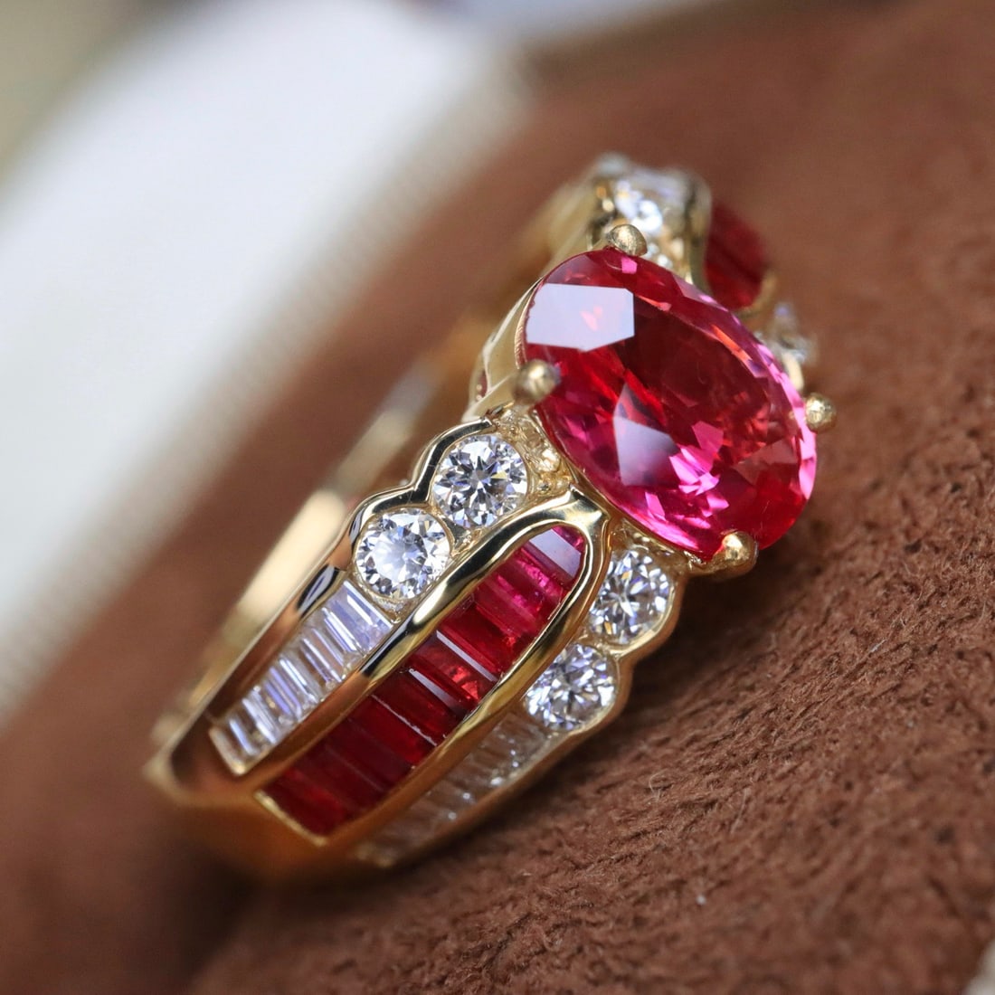 14k Gold 1.38 Ctw Natural Ruby & Diamond Ring - 3