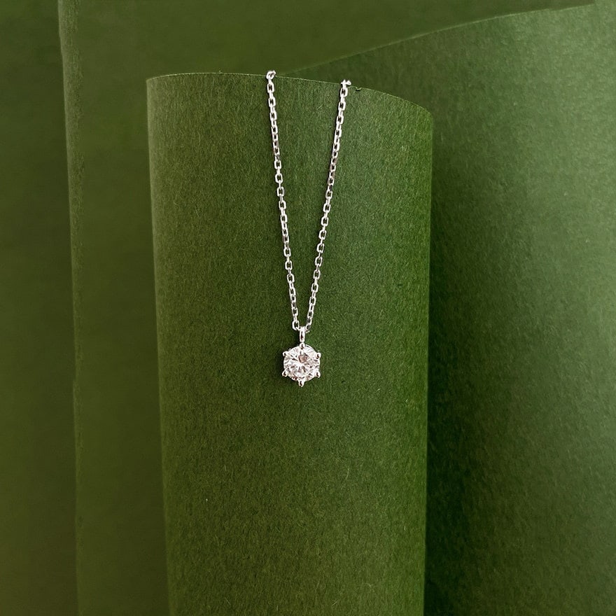 Gia Certified 14k Gold 0.30 Ct Natural H Si2 Round Diamond Necklace - 3