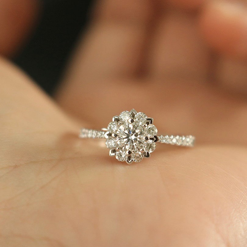 14k Gold 0.66 Ctw Natural H Diamond Ring - 4