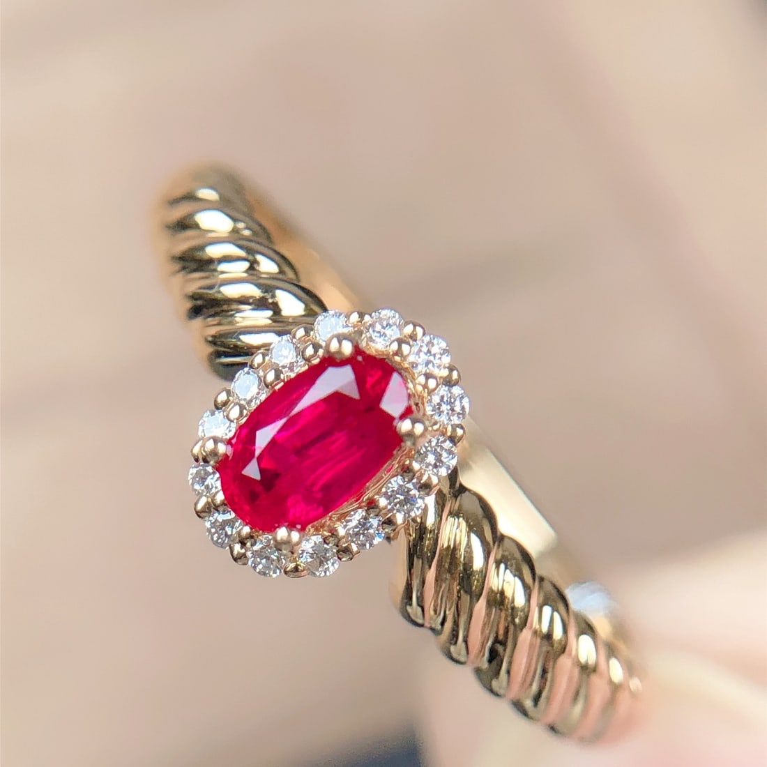 14k Gold 0.37 Ctw Natural Ruby & Diamond Ring - 5