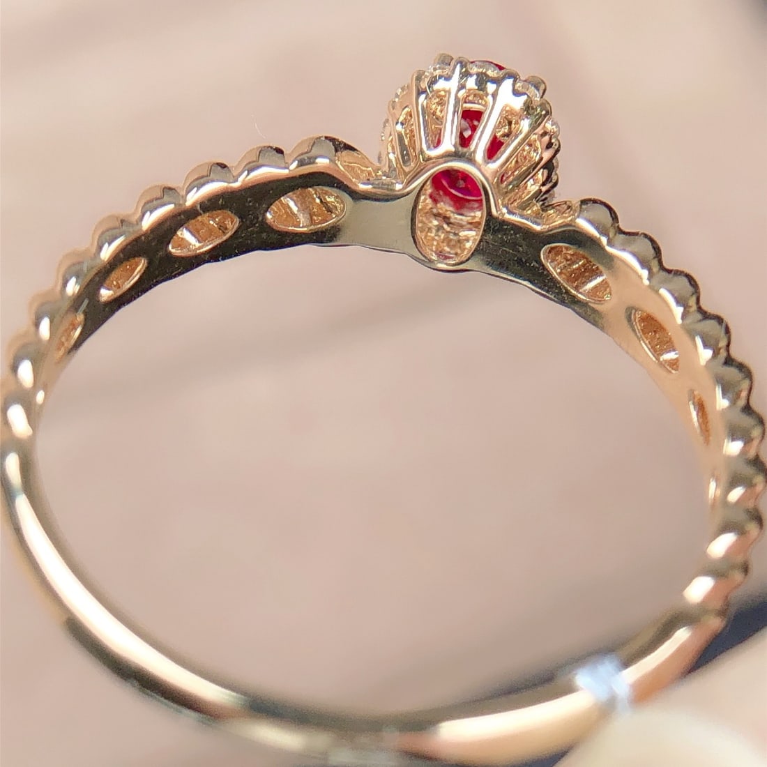 14k Gold 0.37 Ctw Natural Ruby & Diamond Ring - 6