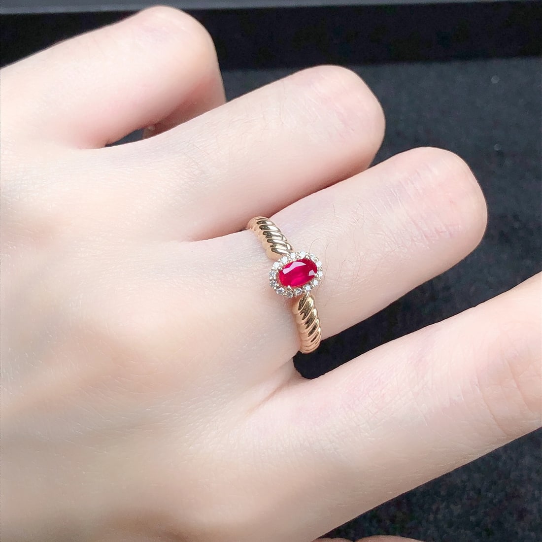 14k Gold 0.37 Ctw Natural Ruby & Diamond Ring - 7