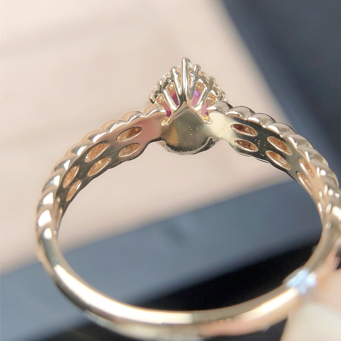 14k Gold 0.61 Ctw Natural Sapphire & Diamond Ring - 5