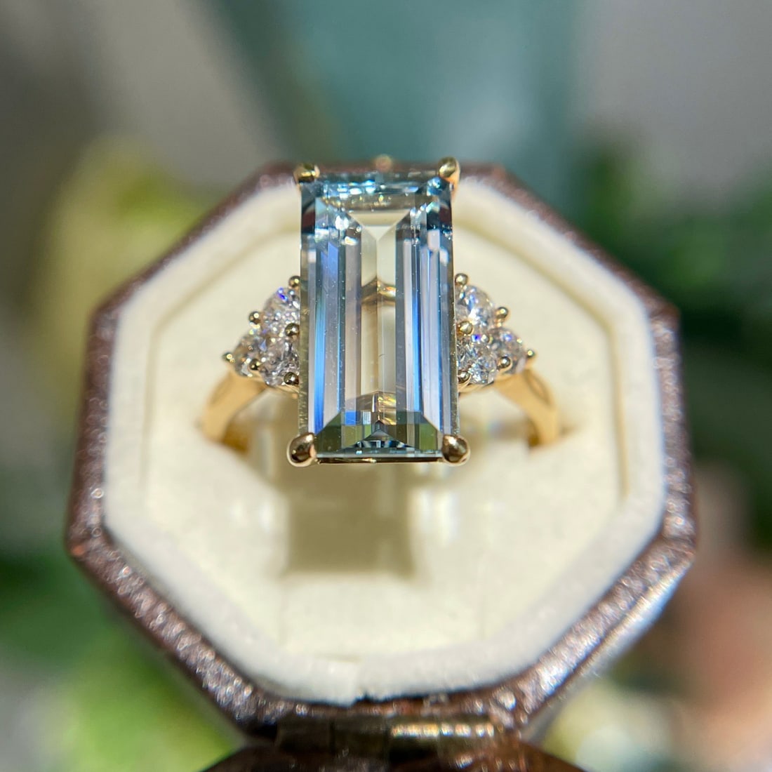 14k Gold 3.67 Ct Natural Aquamarine & Diamond Ring - 5