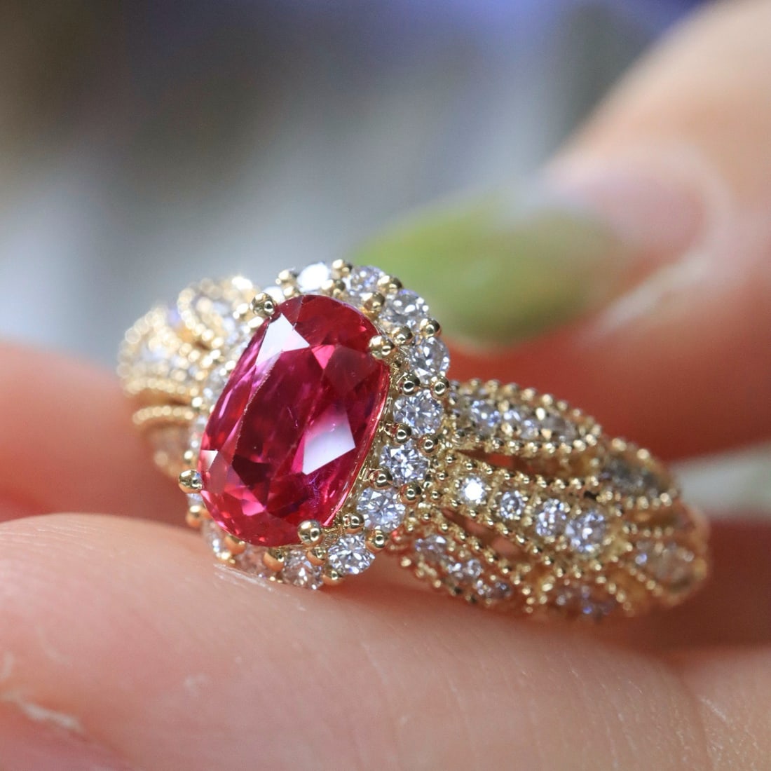14k Gold 1.33 Ctw Natural Ruby & Diamond Ring - 3
