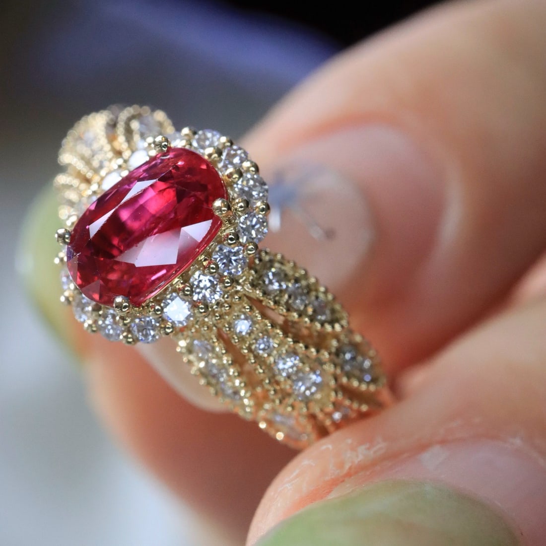 14k Gold 1.33 Ctw Natural Ruby & Diamond Ring - 4
