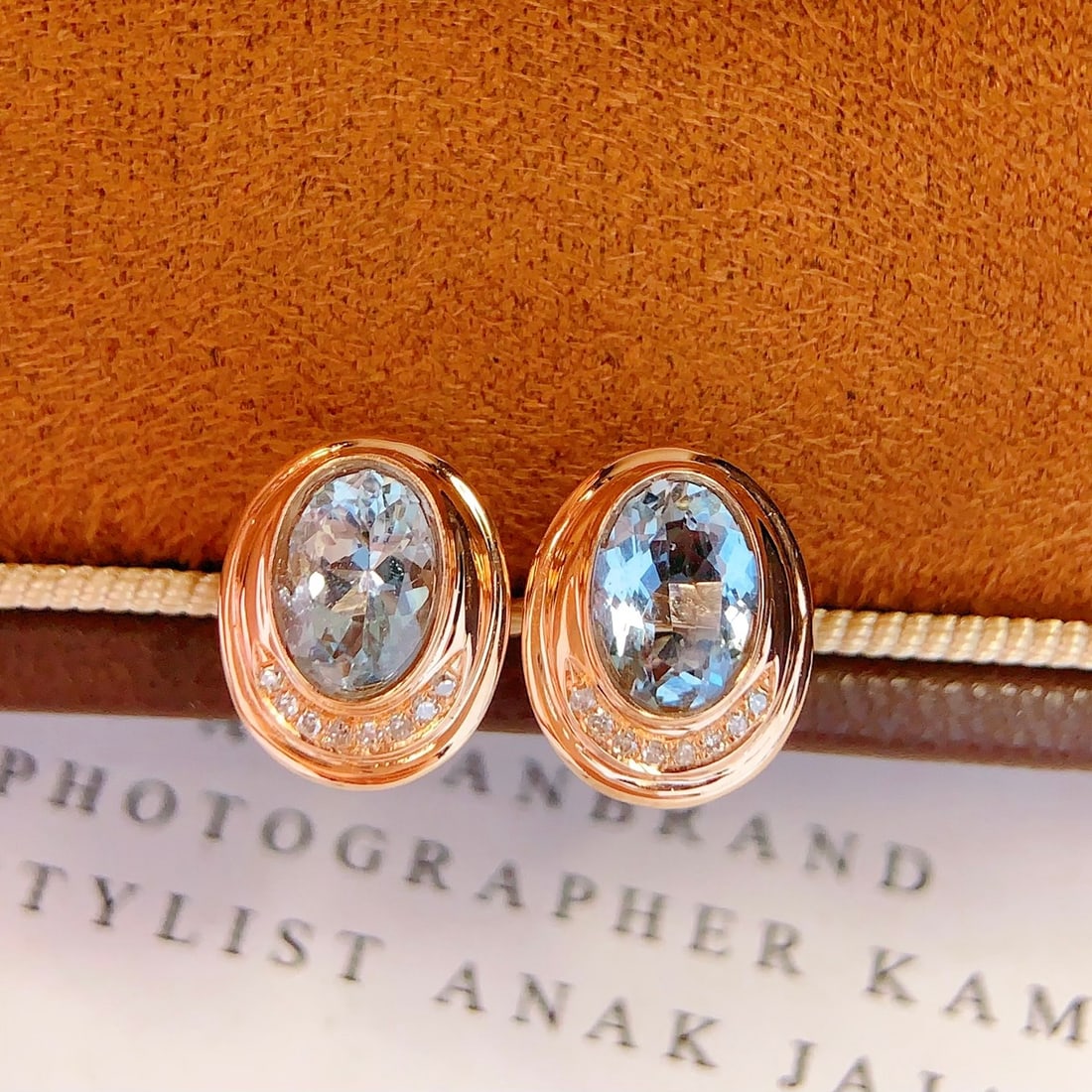 14k Gold 1.5 Ct Natural Aquamarine & Diamond Earrings - 2