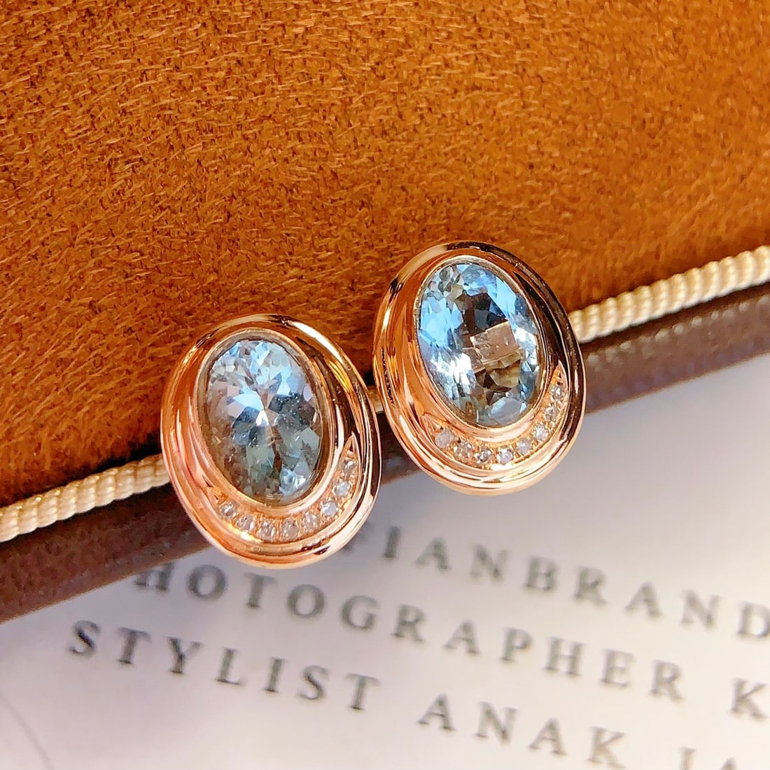 14k Gold 1.5 Ct Natural Aquamarine & Diamond Earrings - 3