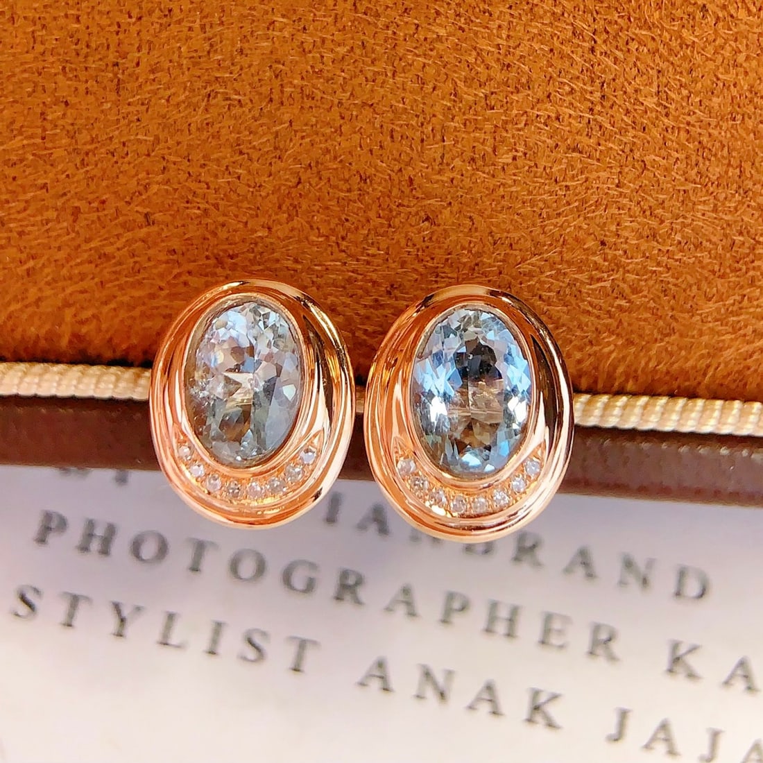 14k Gold 1.5 Ct Natural Aquamarine & Diamond Earrings - 4
