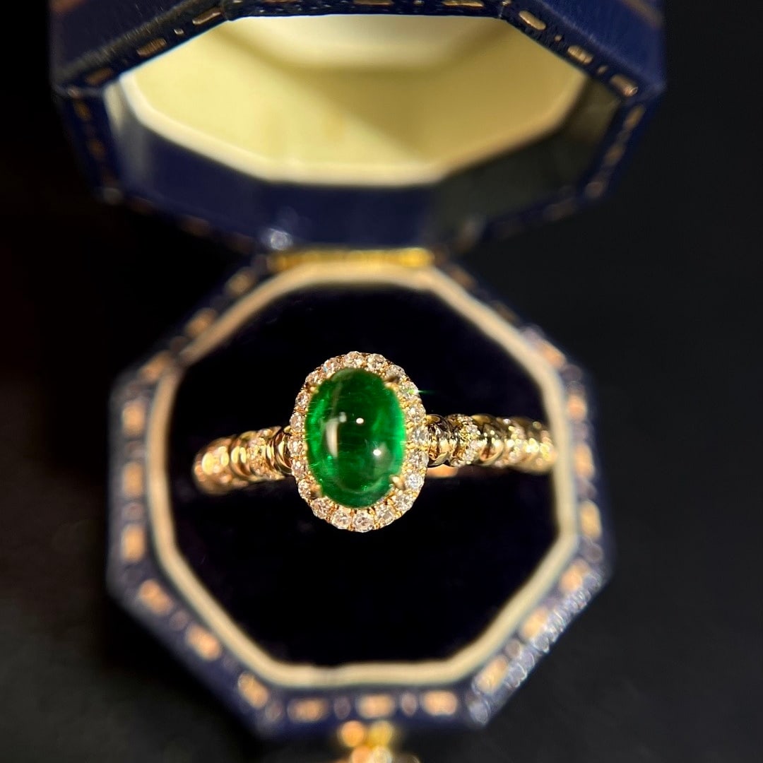 14k Gold 1.26 Ctw Vivid Green Natural Emerald & Diamond Ring - 4