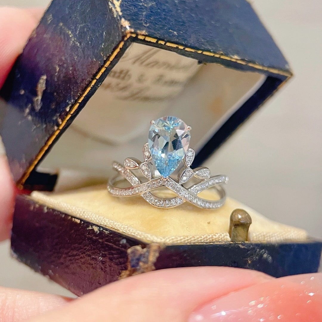 14k Gold 1.26 Ctw Natural Aquamarine & Diamond Ring - 3