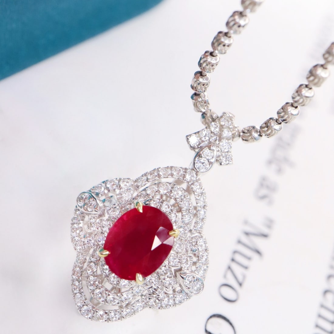 14k Gold 1.58 Ctw Vivid Red Natural Ruby & Diamond Pendant( Without Chain ) - 4