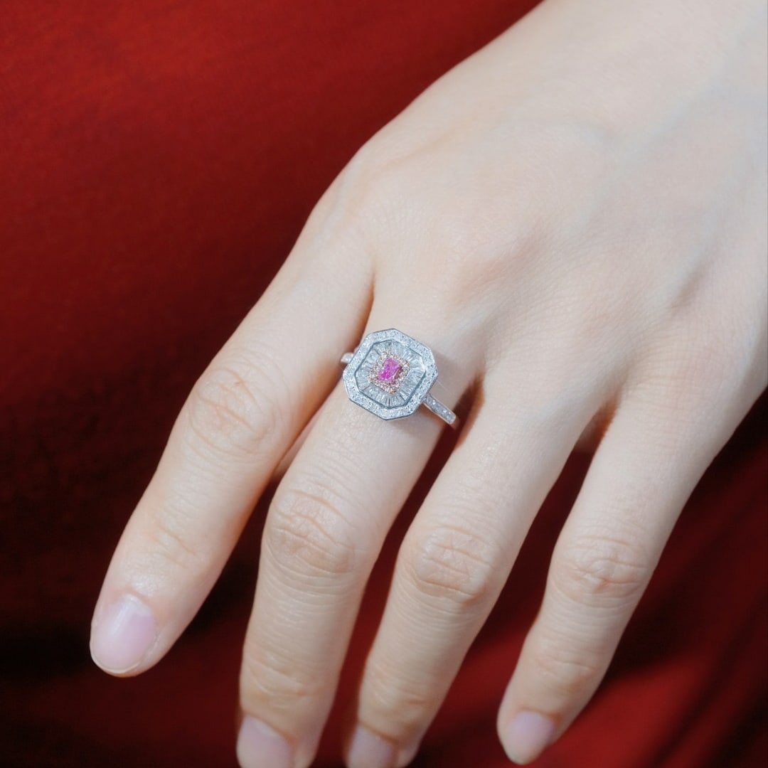14k Gold 0.70 Ctw Natural Pink Diamond & Diamond Ring/pendant( Without Chain ) - 7