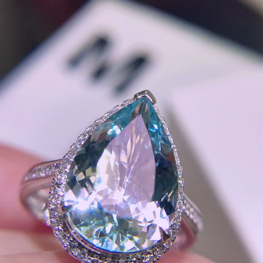 14k Gold 4.11 Ctw Natural Aquamarine & Diamond Ring - 2