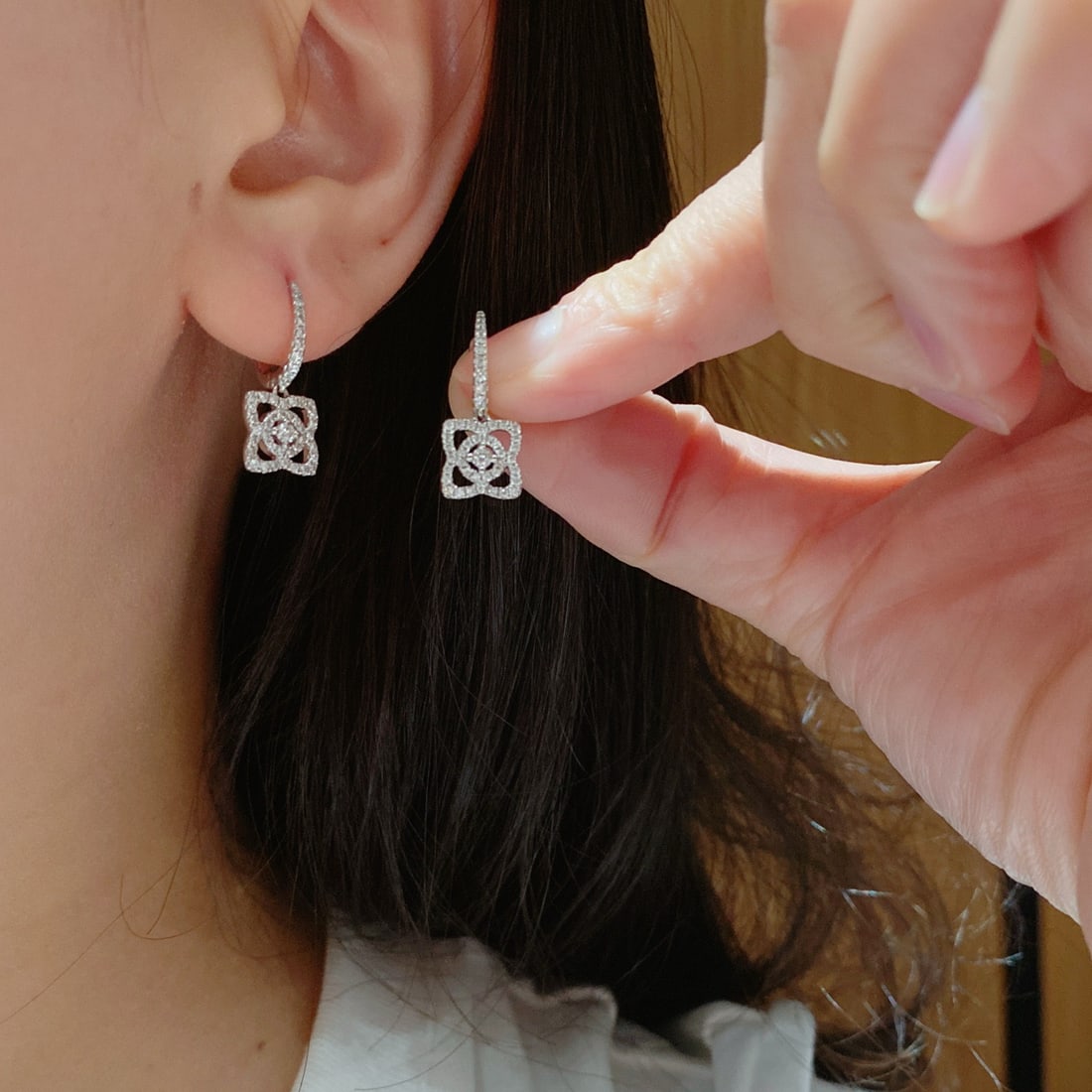 14k Gold 0.42 Ct Natural H Diamond Earrings - 3
