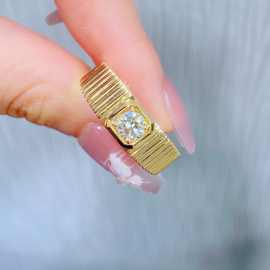 14k Gold 0.5 Ct Natural H Diamond Ring - 6
