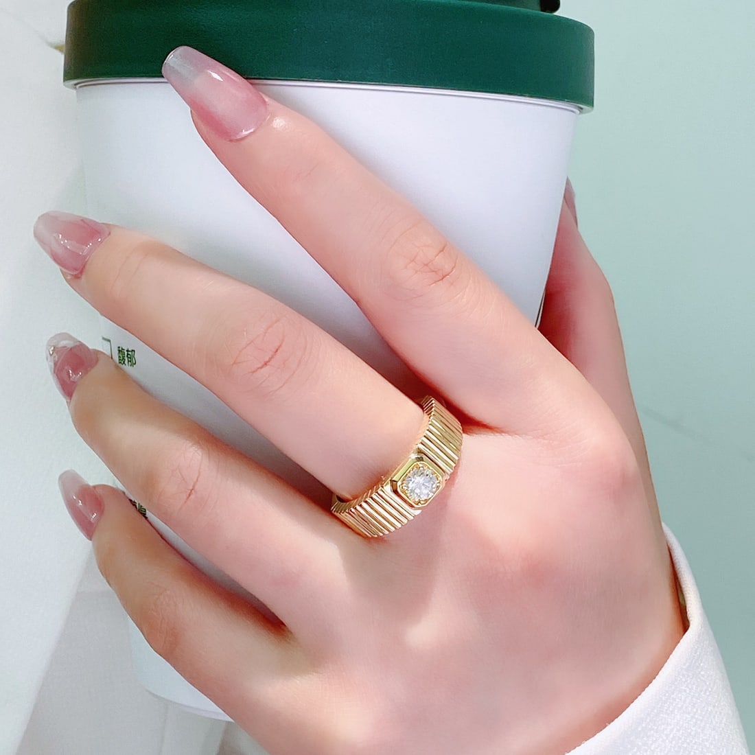 14k Gold 0.5 Ct Natural H Diamond Ring - 7