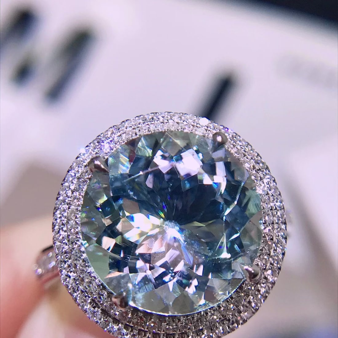 14k Gold 4.28 Ctw Natural Aquamarine & Diamond Ring - 2