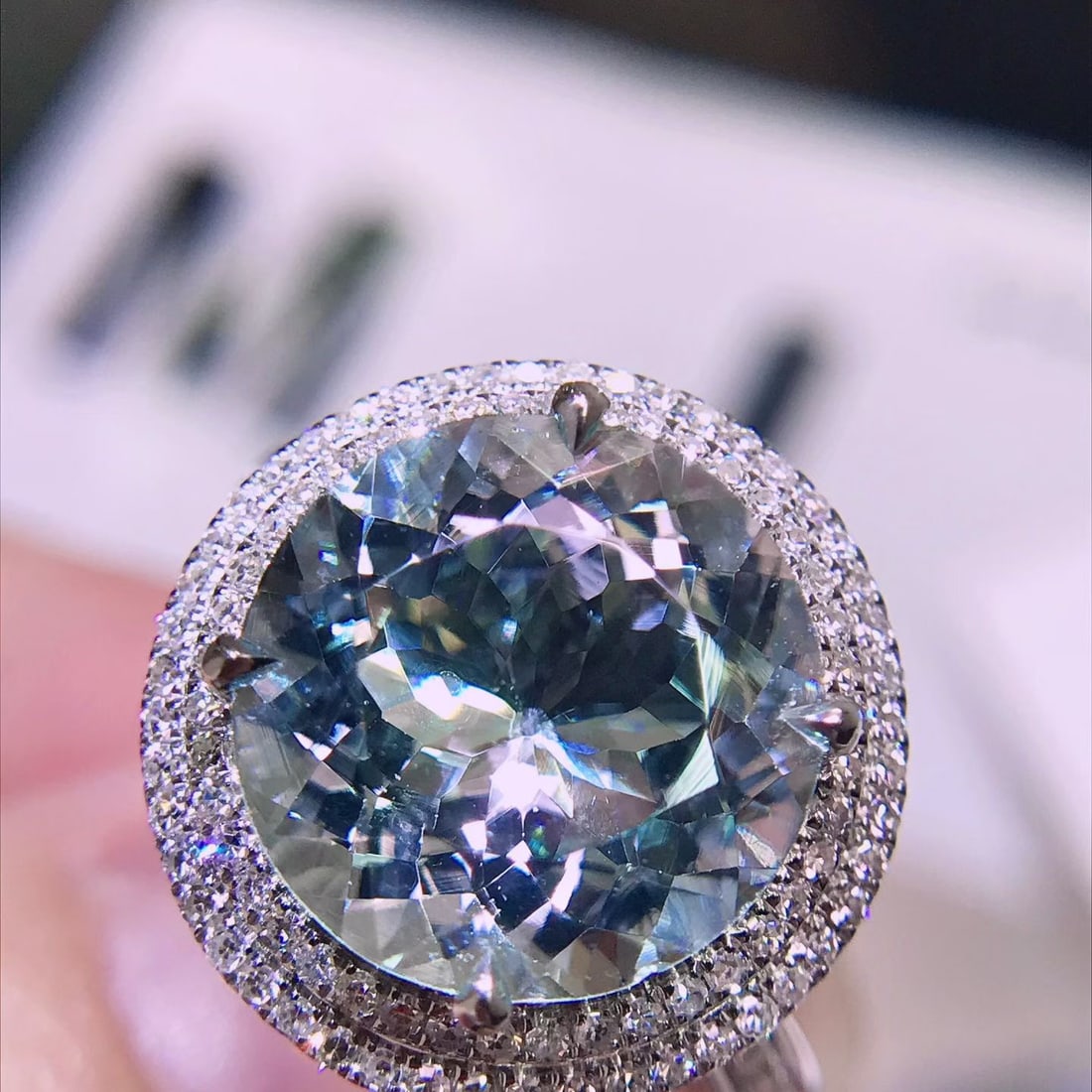 14k Gold 4.28 Ctw Natural Aquamarine & Diamond Ring - 3