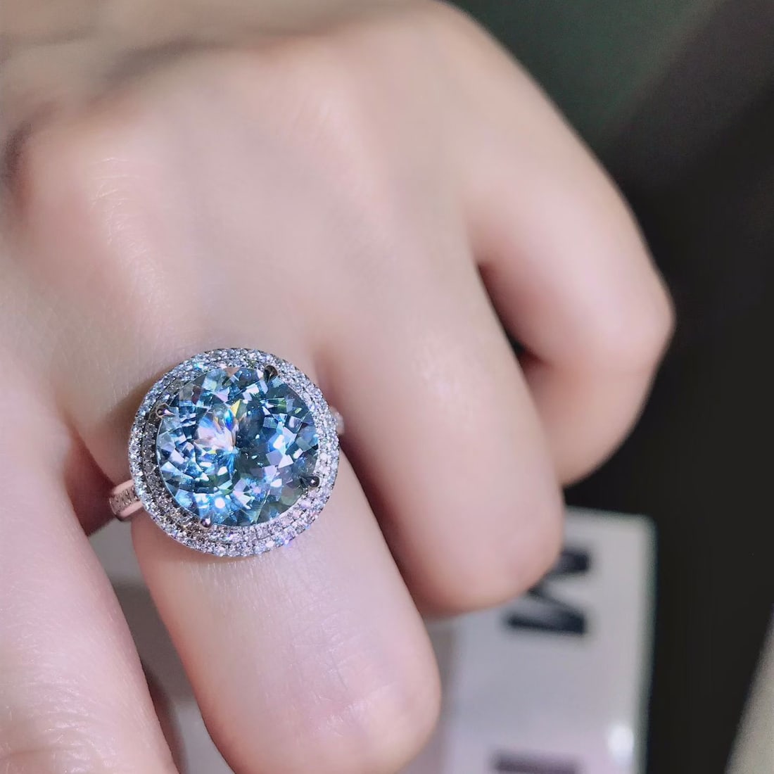 14k Gold 4.28 Ctw Natural Aquamarine & Diamond Ring - 4