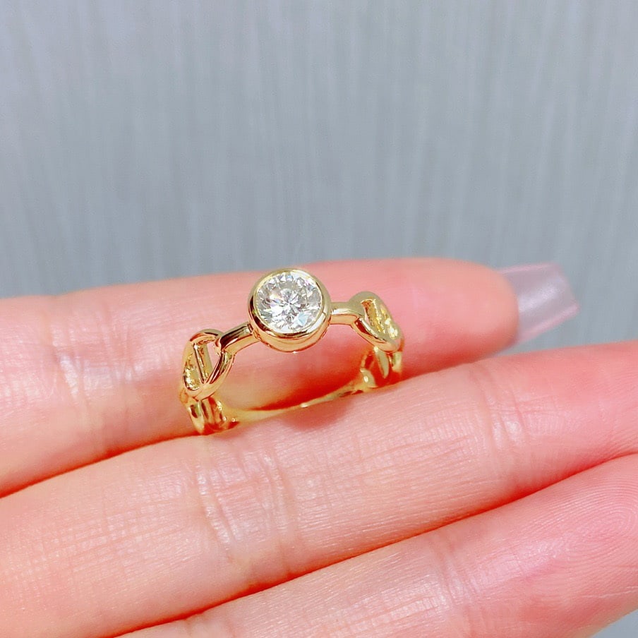 14k Gold 0.4 Ct Natural H Diamond Ring - 3
