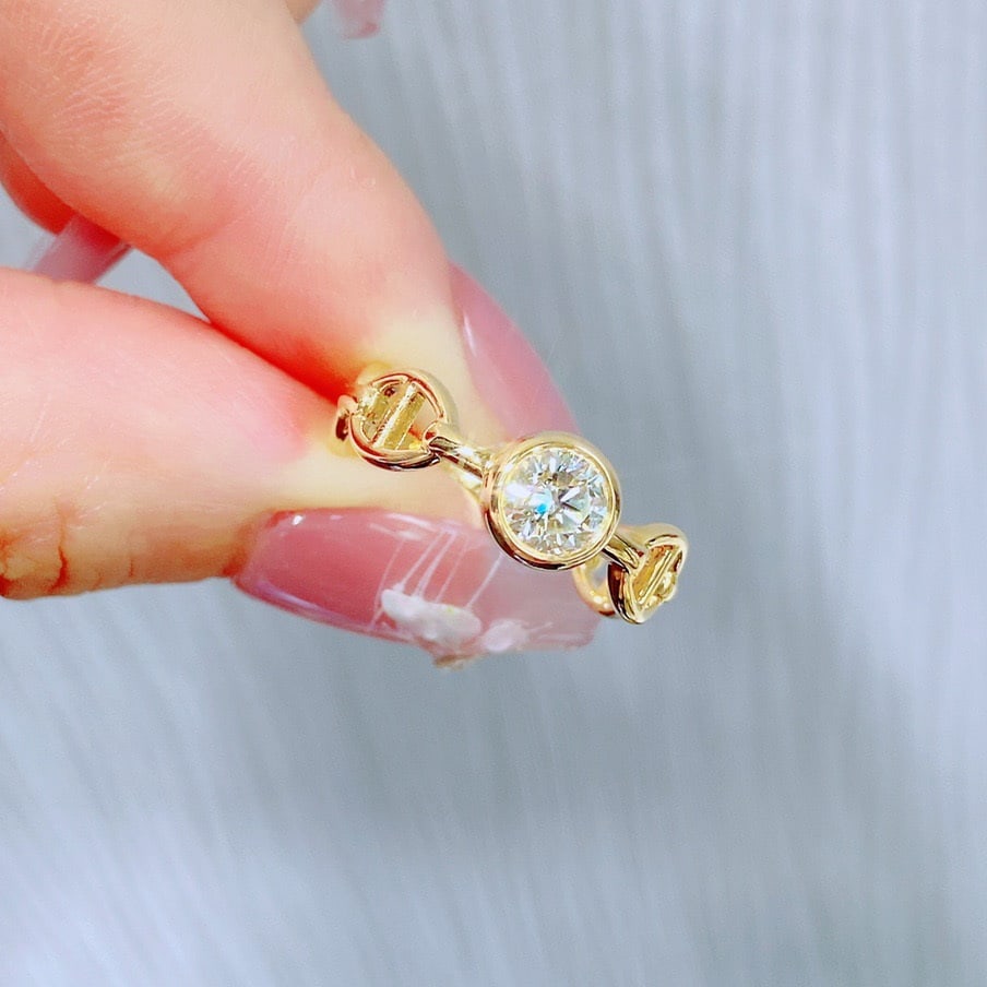 14k Gold 0.4 Ct Natural H Diamond Ring - 5