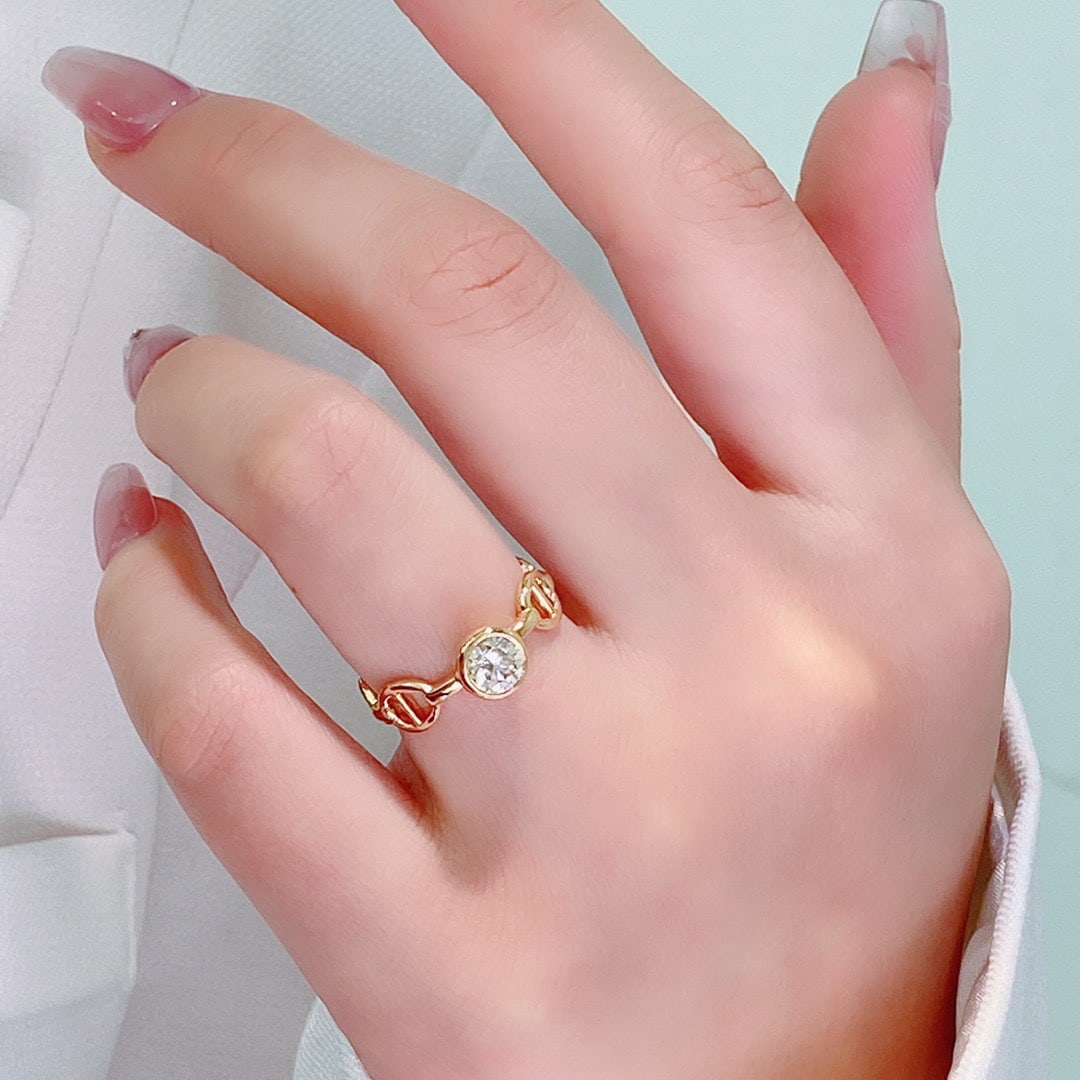 14k Gold 0.4 Ct Natural H Diamond Ring - 6
