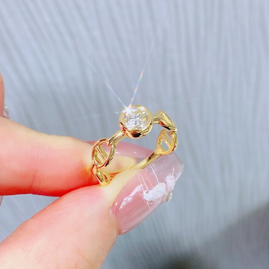 14k Gold 0.4 Ct Natural H Diamond Ring - 8