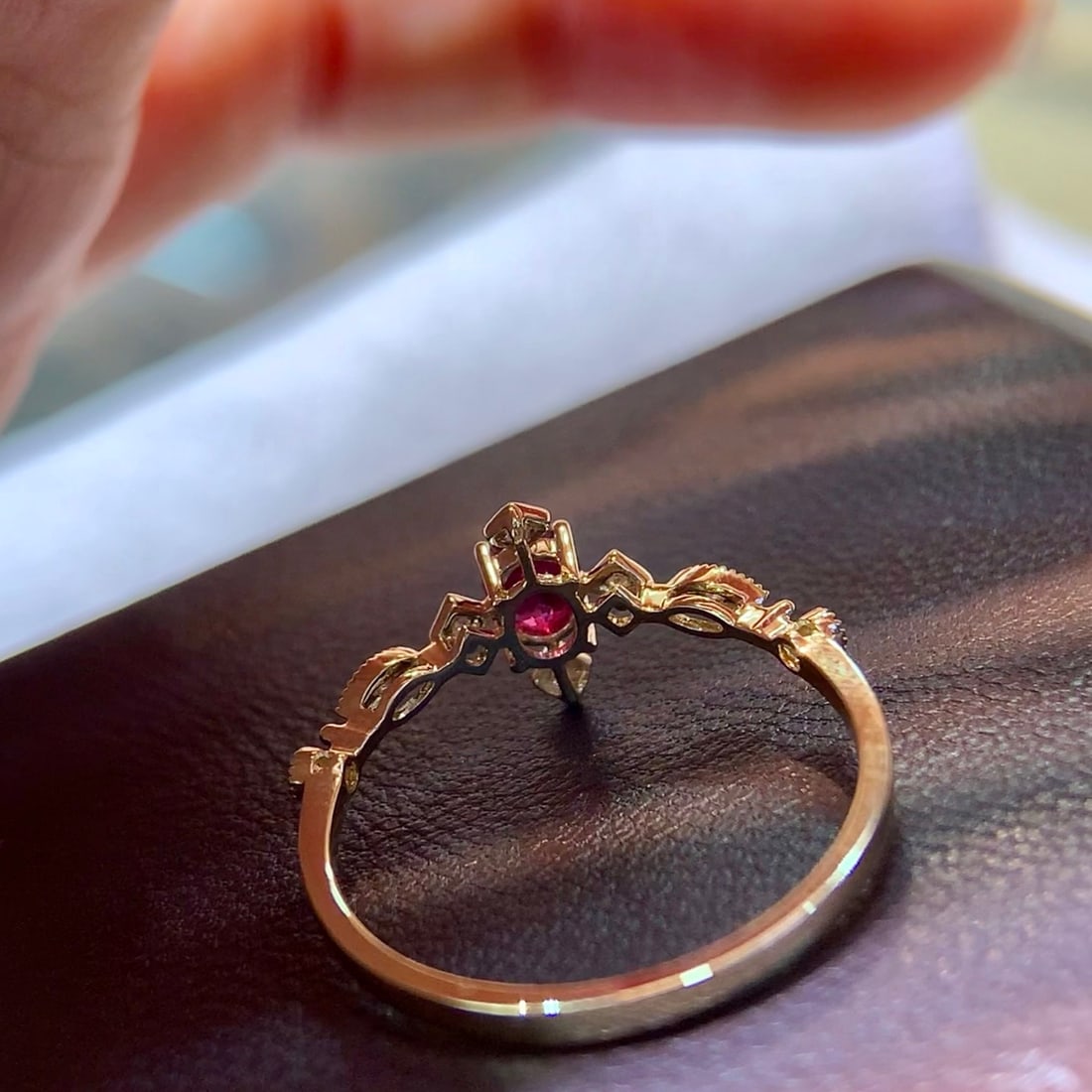 14k Gold 0.37 Ctw Natural Ruby & Diamond Ring - 5