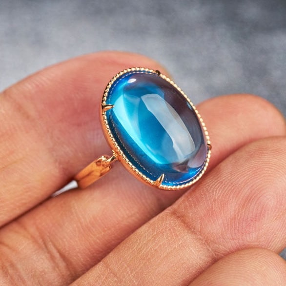14k Gold 15.52 Ct Natural Topaz Ring - 7