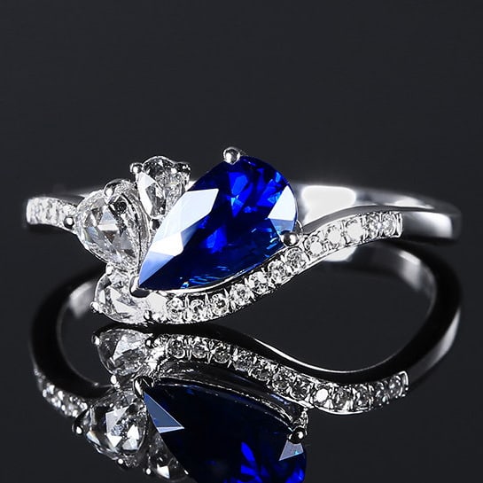 14k Gold 1.23 Ctw Natural Sapphire & Diamond Ring - 2