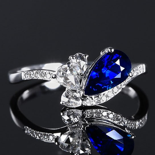 14k Gold 1.23 Ctw Natural Sapphire & Diamond Ring - 3