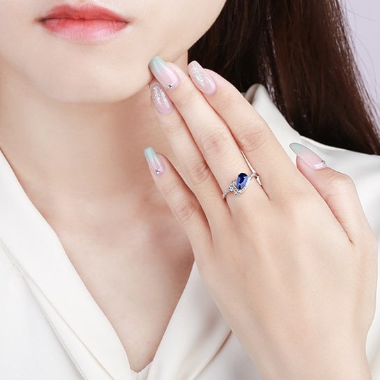 14k Gold 1.23 Ctw Natural Sapphire & Diamond Ring - 5