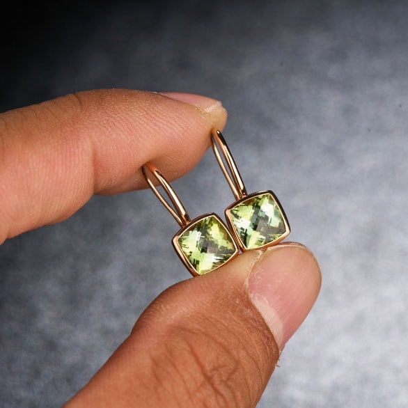 14k Gold 3.2 Ct Natural Tourmaline Earrings - 7