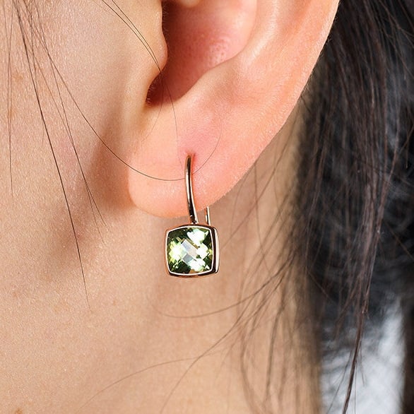 14k Gold 3.2 Ct Natural Tourmaline Earrings - 9