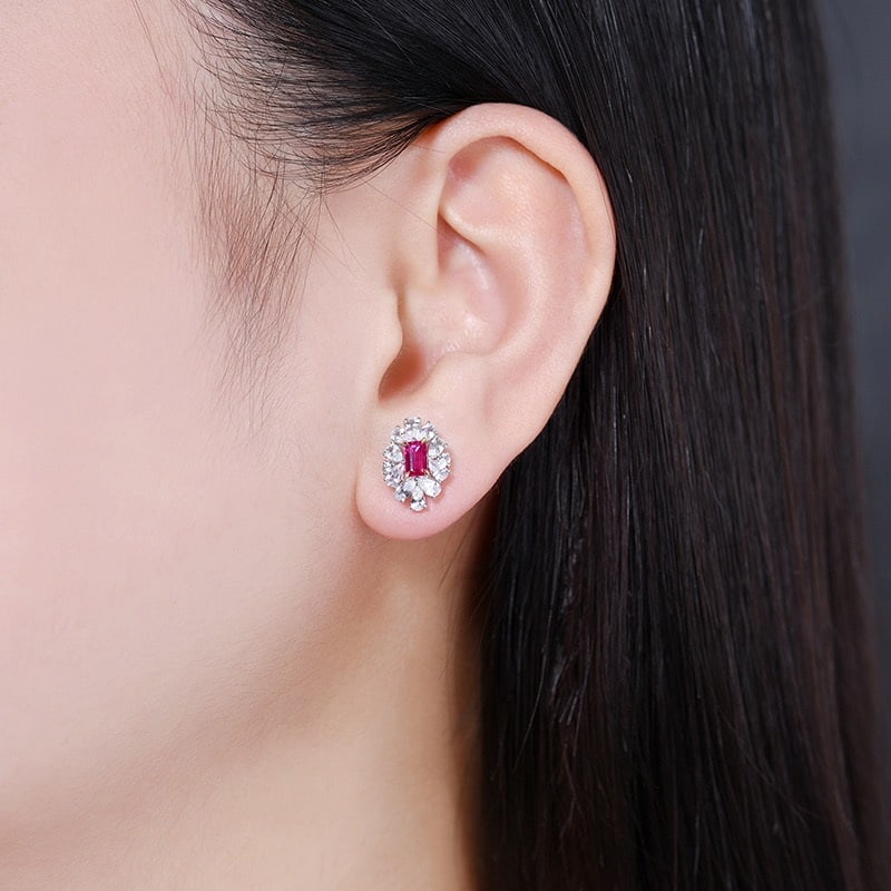 14k Gold 0.65 Ct Natural Ruby & Sapphire Earrings - 5
