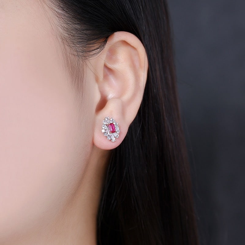14k Gold 0.65 Ct Natural Ruby & Sapphire Earrings - 6