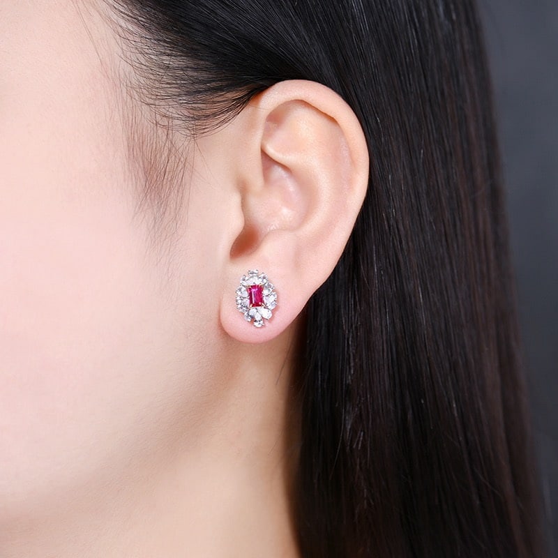 14k Gold 0.65 Ct Natural Ruby & Sapphire Earrings - 7