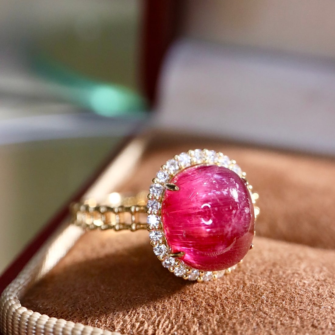 14k Gold 3.94 Ctw Natural Tourmaline & Diamond Ring - 2