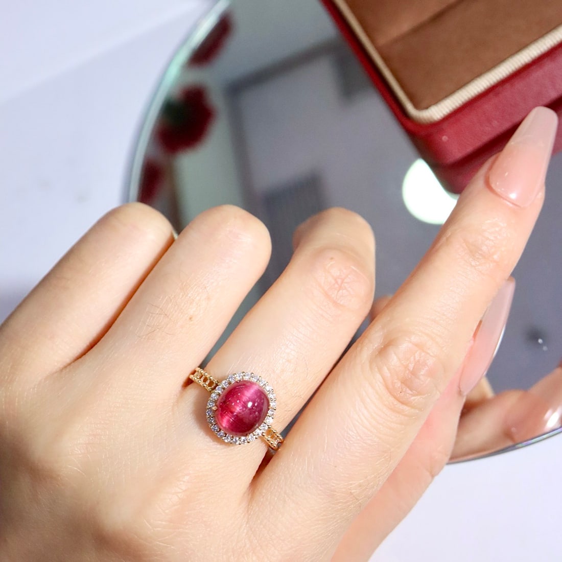14k Gold 3.94 Ctw Natural Tourmaline & Diamond Ring - 4