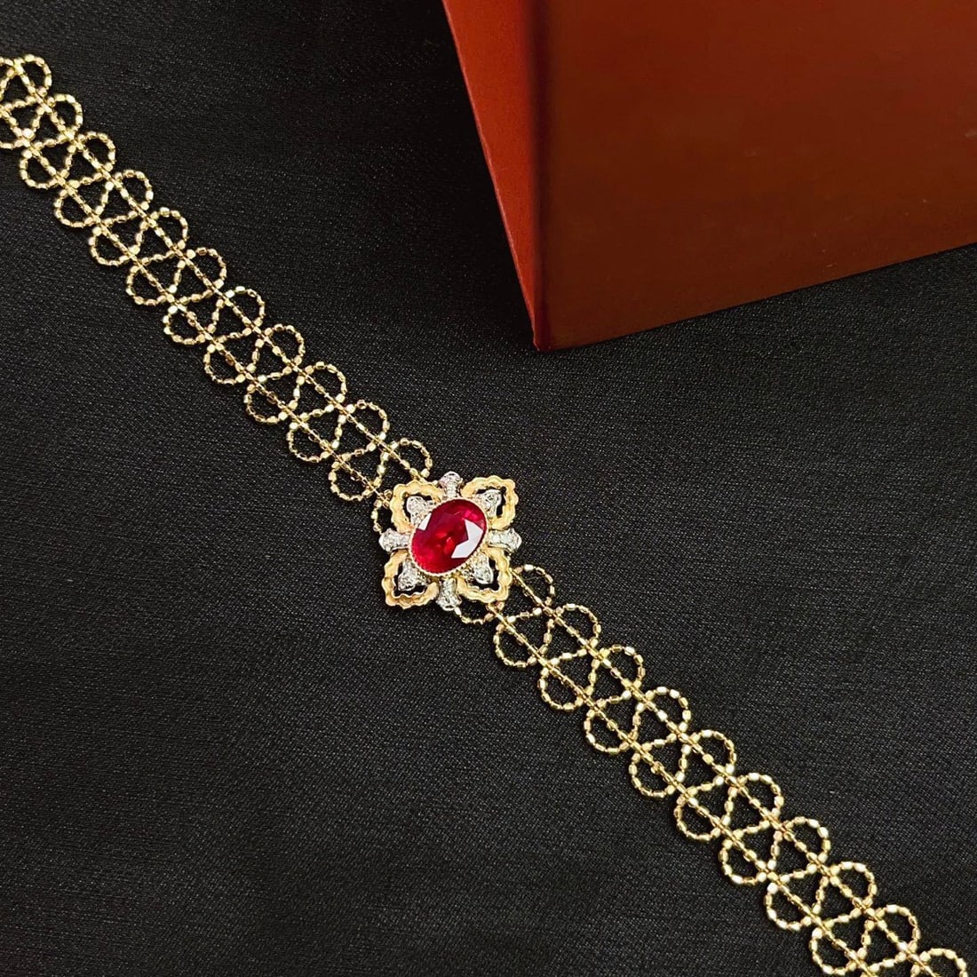 14k Gold 1.15 Ct Vivid Red Natural Ruby & Diamond Bracelet - 2