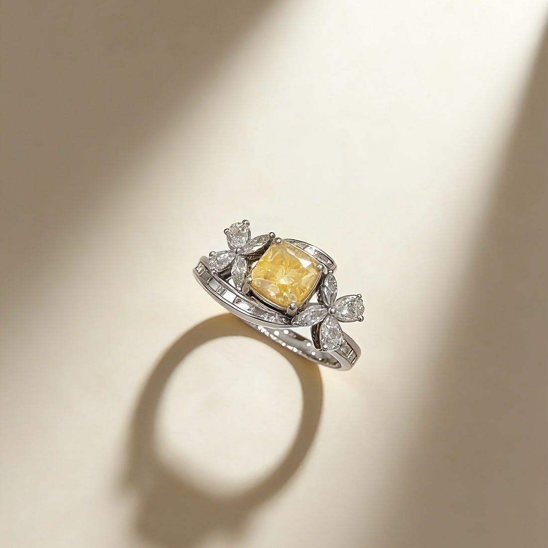 14k Gold 1.73 Ctw Natural Yellow Diamond & Diamond Ring - 3