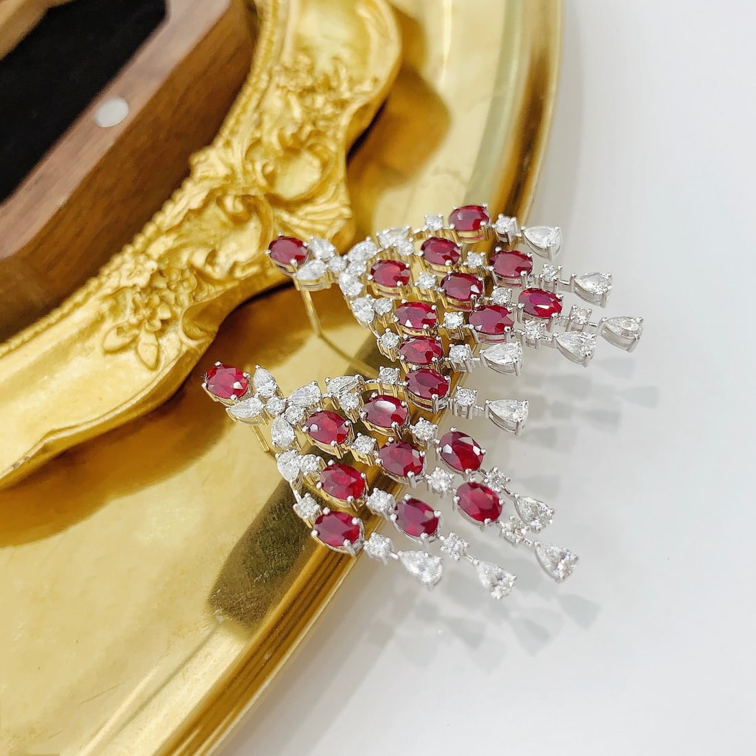 14k Gold 6.40 Ctw Natural Ruby & Diamond Earrings - 3