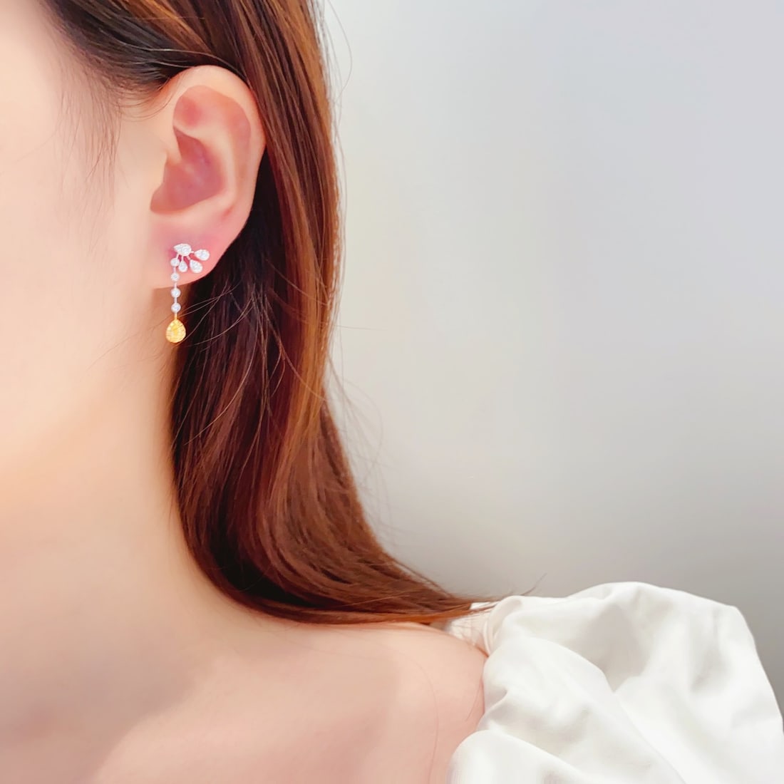 14k Gold 0.68 Ctw Natural Yellow Diamond & Diamond Earrings - 2