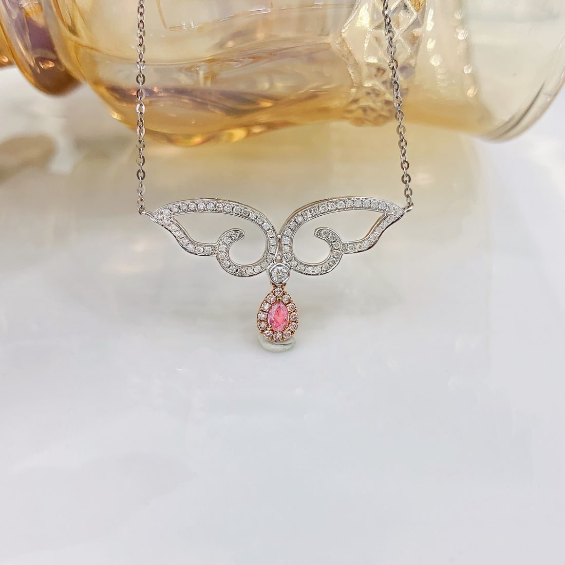 14k Gold 0.38 Ctw Natural Pink Diamond & Diamond Necklace - 4