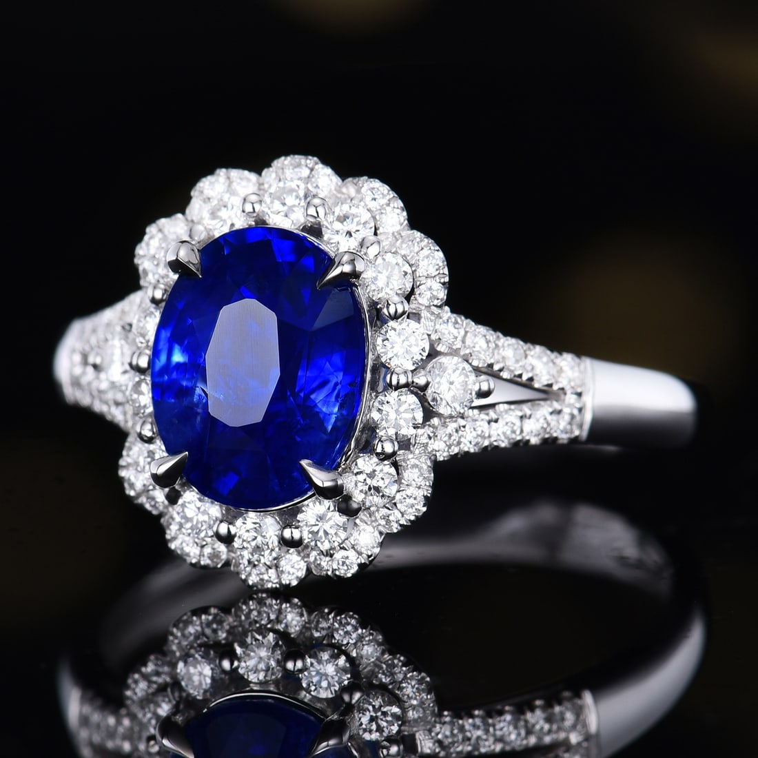 14k Gold 2.56 Ctw Natural Sapphire & Diamond Ring - 2